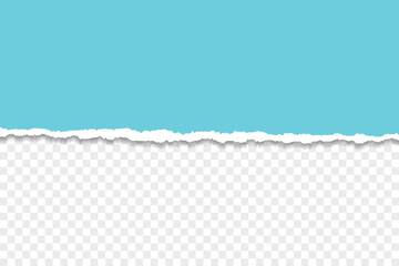 Realistic torn paper edge with blue background and transparent overlay