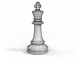 Fototapeta premium Outline of a chess piece (king) on a white background