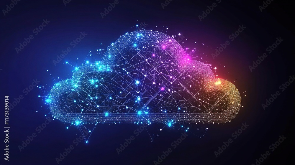 Aufkleber abstract concept of digital cloud computing and network connections