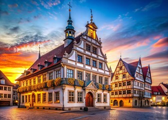 Fototapeta premium Celle's Old Town Hall: Historic German Architecture at Golden Hour