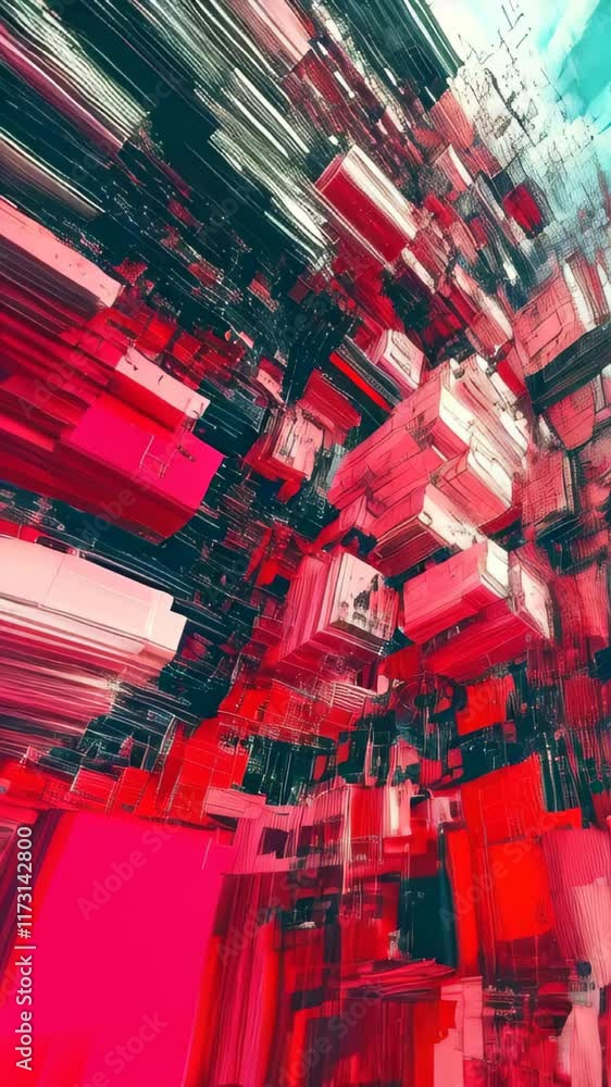 Aufkleber dynamic abstract exploration of vibrant colors and geometric shapes in a digital universe