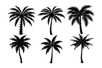 Set of coconut trees silhouette design.eps