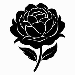 Peony Perfection black silhouette vector