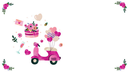 Valentine day's background with heart and people ilustration