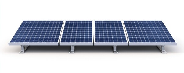 A series of solar panels arranged in a row, designed for harnessing solar energy, featuring a sleek and modern design.