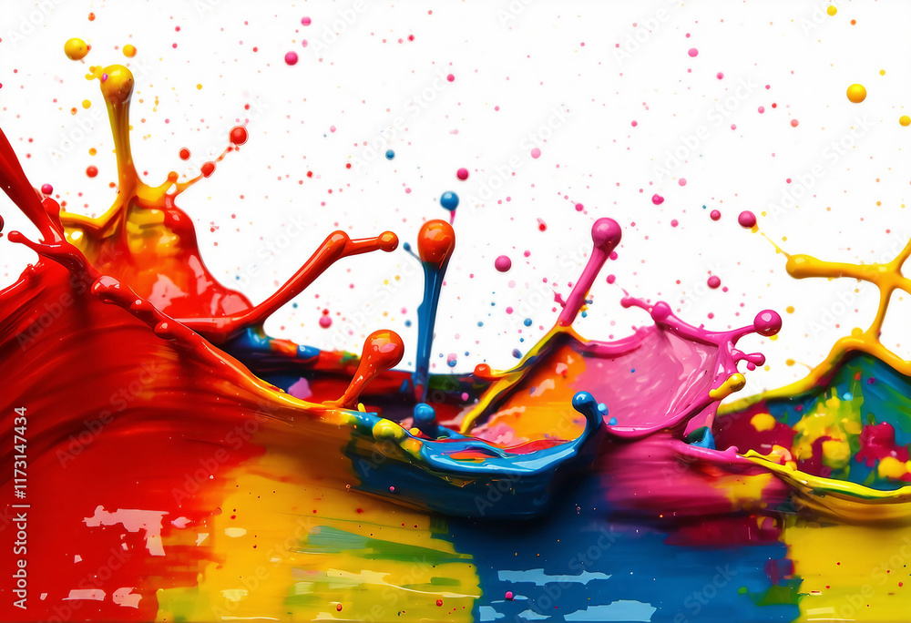 Poster colorful paint splash isolated design element on the transparent background