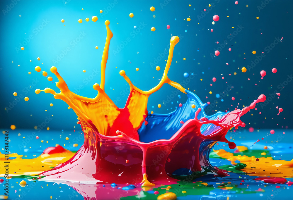 Poster colorful paint splash isolated design element on the transparent background