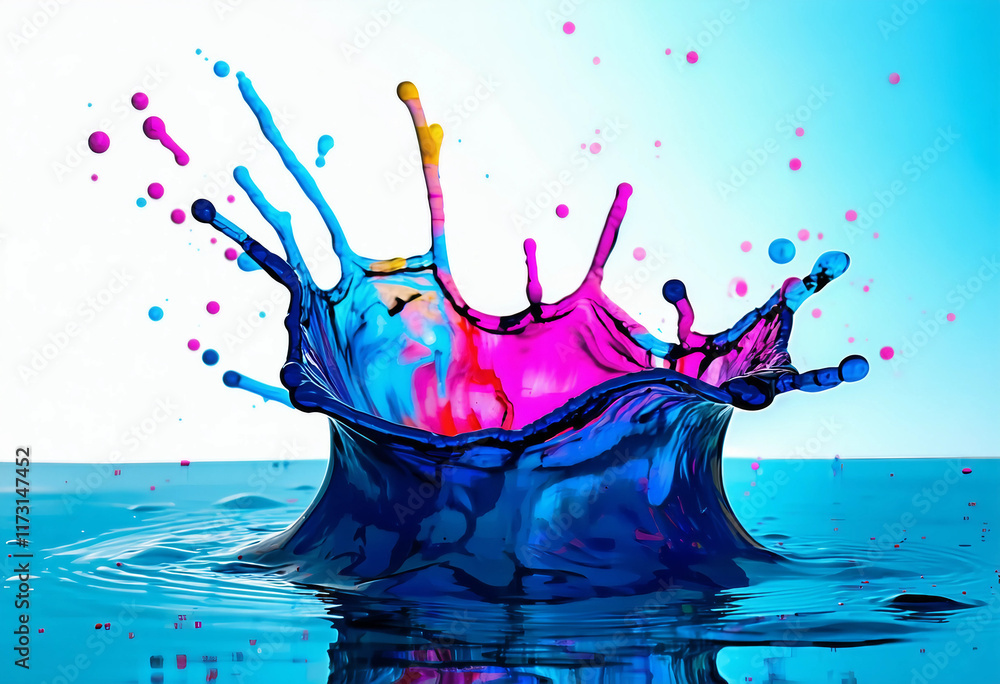 Poster colorful paint splash isolated design element on the transparent background