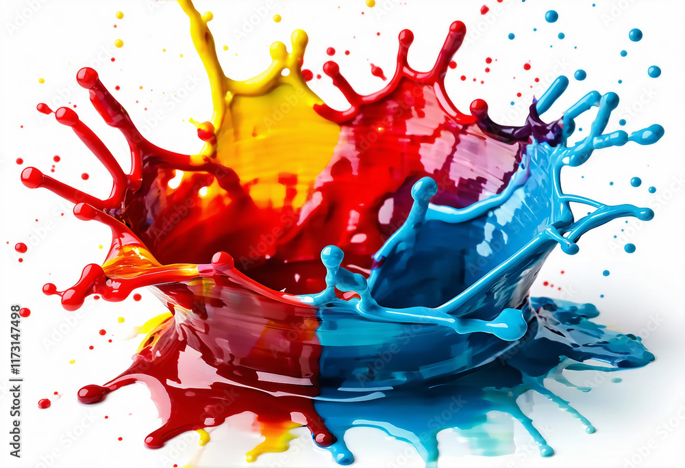 Poster colorful paint splash isolated design element on the transparent background