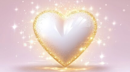 Golden-sparkled heart, radiant glow, love's light