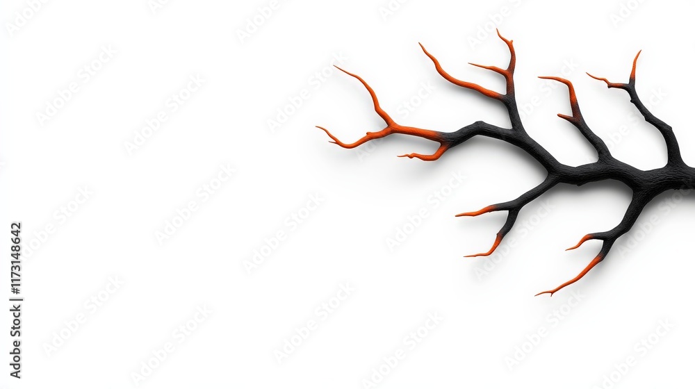 Poster branching out: a single black branch with hints of red, reaching out against a clean white backgroun
