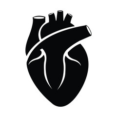 
Heart icon Realistic black color isolated on white background.