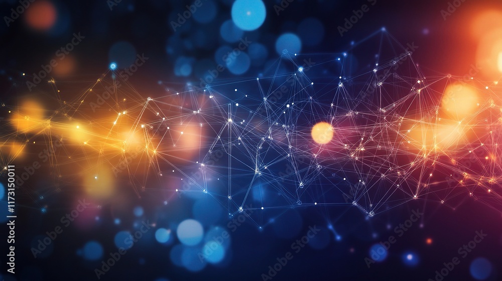 Poster abstract technology background with digital data points and lights