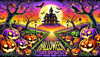 halloween background with pumpkins