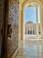 The main entrance to the great mosque of Algiers, the copper doors, the arab-Muslim style...