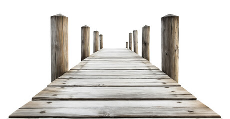 weathered old wooden pier, seaside dock boardwalk, cutout png