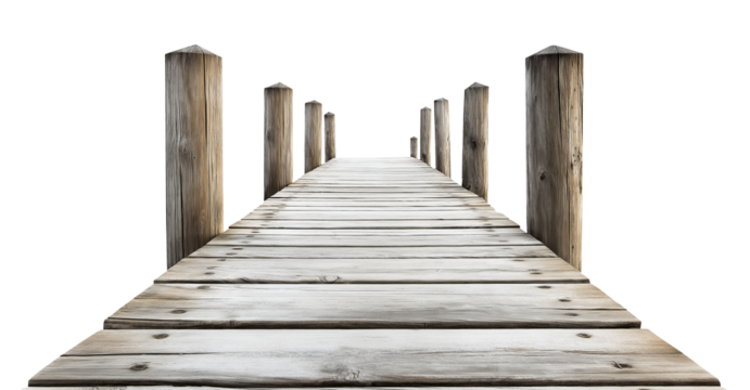 weathered old wooden pier, seaside dock boardwalk, cutout png