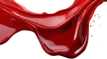 red liquid dripping isolated on white transparent background