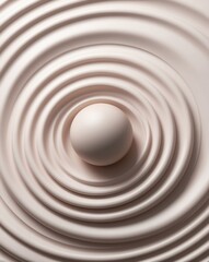 Naklejka premium Minimalist Sphere & Concentric Rings: Soft Cream Tones & Subtle Shadows on a Smooth Background, Ideal for Beauty or Skincare Mockups