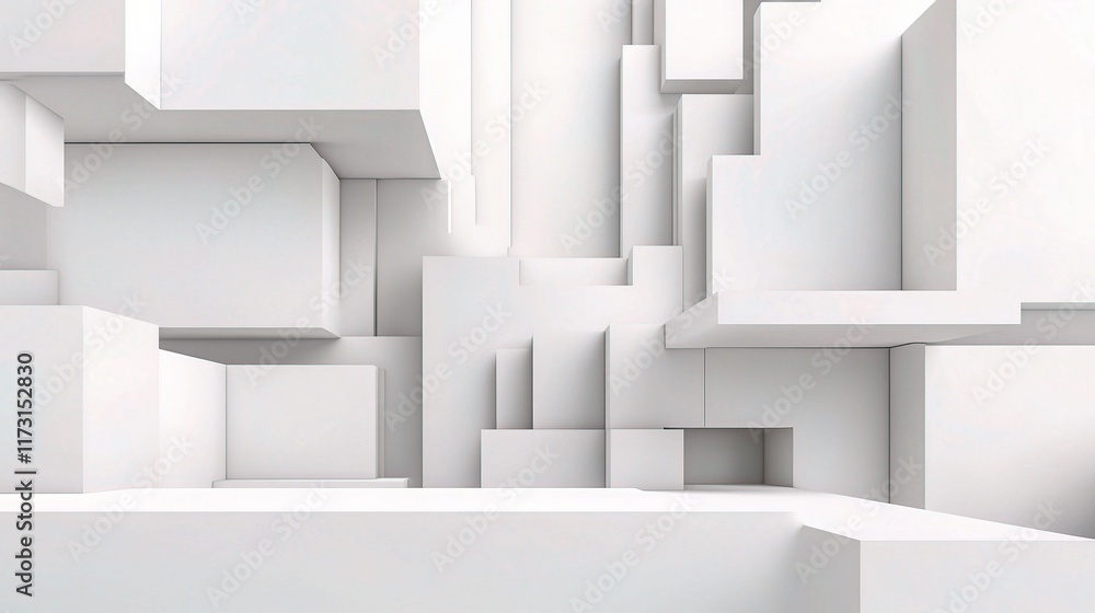Aufkleber abstract urban 3d architecture design in monochrome color scheme