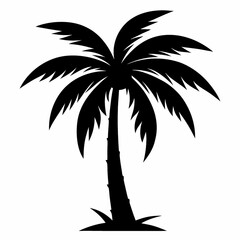 Obraz premium Silhouette of a Palm Tree, Tropical Summer Icon, Black and White