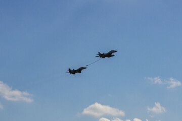 MAKS-2011 on territory of airfield LII im. Gromov. Russian MiG-29 multirole fighter and...