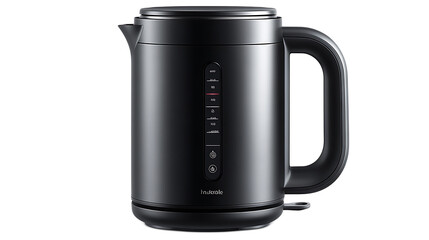 Sleek Black Electric Kettle: A modern, matte black electric kettle with digital temperature control, perfect for tea or coffee lovers seeking stylish kitchen appliances. 