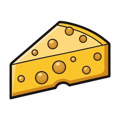 Delicious Yellow Cheese Wedge, Cartoon Style Illustration