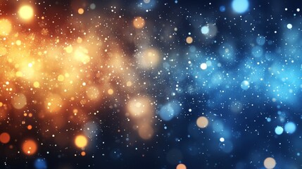 Fototapeta premium Gold and Blue Bokeh Light Abstract Background