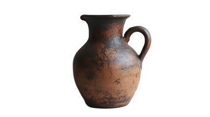 Rustic Clay Pitcher: A simple, earthenware pitcher, its brown clay surface showing signs of age and use, evokes a sense of rustic charm and timeless elegance.  