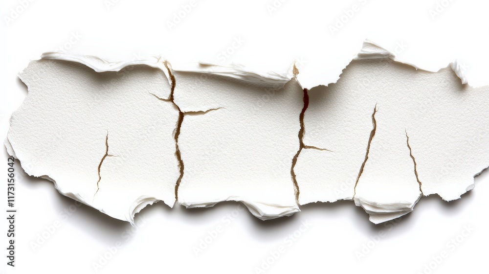 Poster torn paper texture: a close-up shot of a ripped piece of white paper with cracked edges, creating a 
