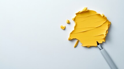 Abstract Yellow Paint Swirl with Spatula 