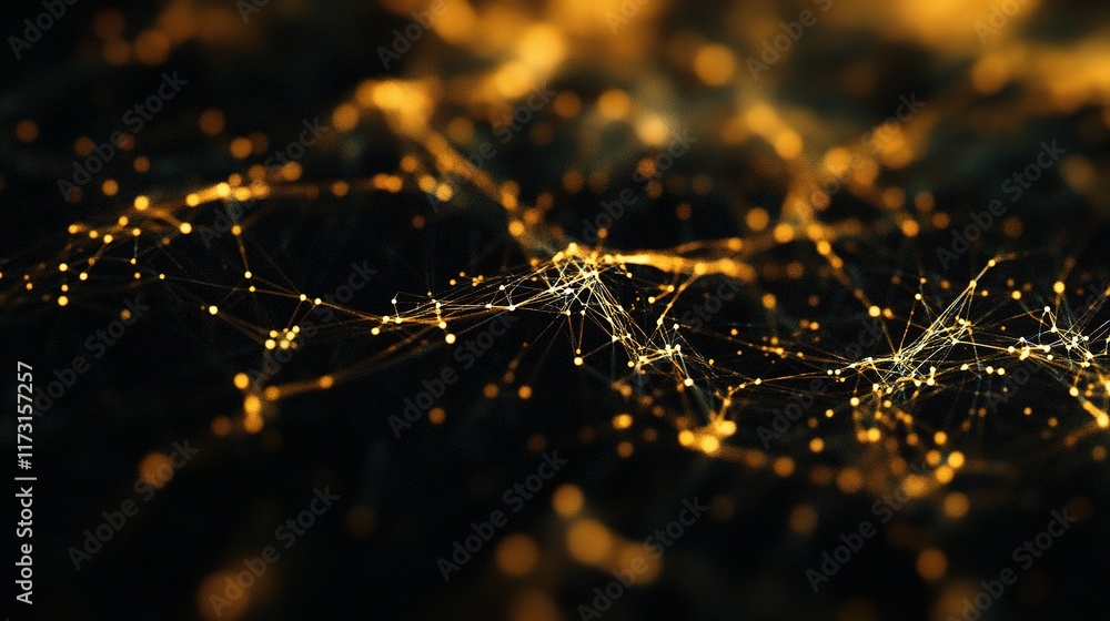 Poster abstract network of digital data points connected in a conceptual art