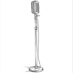 Obraz premium Outline of a microphone stand on a white background