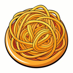 Delicious Spaghetti Plate Illustration, Cartoon Style Pasta Dish