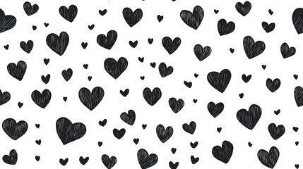 Fototapeta premium seamless pattern of black hearts on white background, perfect for designs