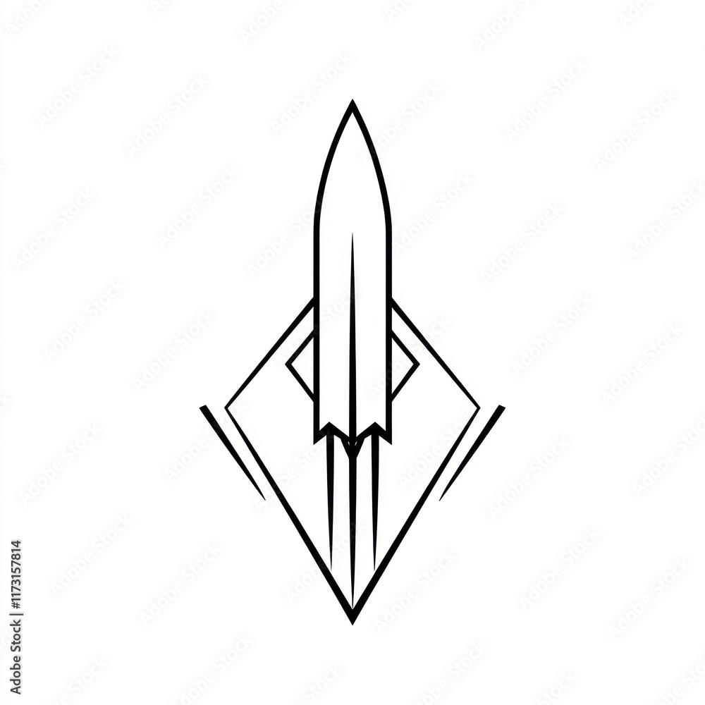 Poster abstract rocket design within geometric shape