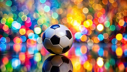 Fototapeta premium Colorful, abstract soccer ball image; dynamic sports photography background. Perfect for design.