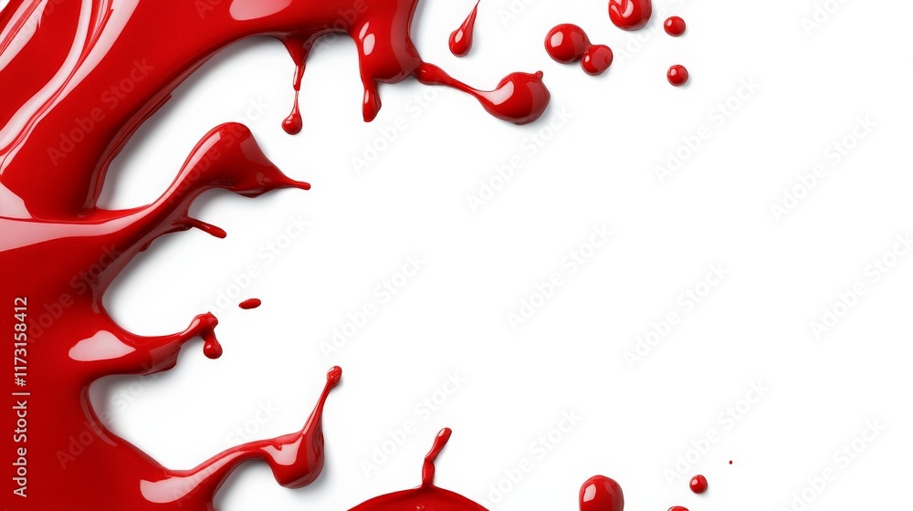 Poster red paint splash: a dramatic red paint splatter explodes across a blank canvas, creating a dynamic a