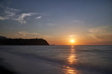 sunset on the sea coast of Lesbos island
