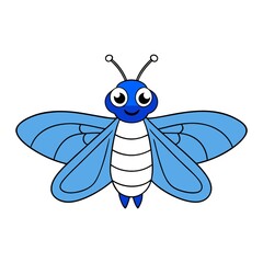 Cute Blue Cartoon Butterfly Illustration Design