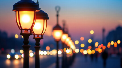 street lamp at sunset