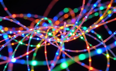 Obraz premium A mesmerizing visualization of fiber optic cables connecting