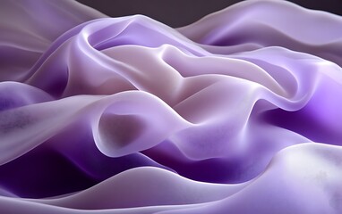 Draped lilac and lavender sheer fabric.