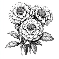 Fototapeta premium Floral illustration in black and white
