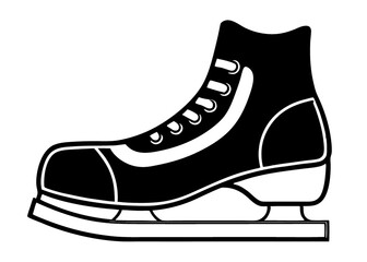Ice Hockey Skates Icon, Black and White, Sport, Winter