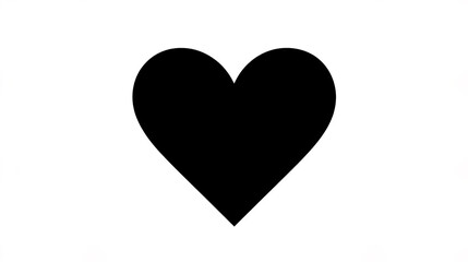 flat black heart silhouette on white background symbolizes love