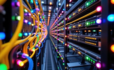 Naklejka premium A mesmerizing visualization of fiber optic cables connecting
