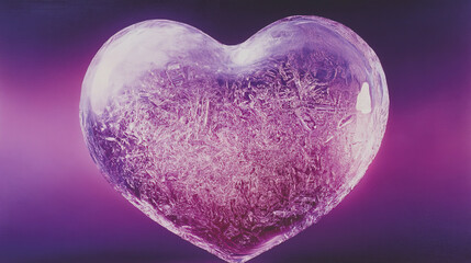 Fototapeta premium frozen heart with smooth frosted surface, radiating soft glow