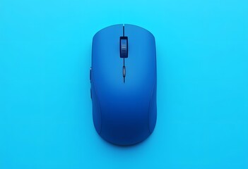 Wireless computer mouse on blue background
